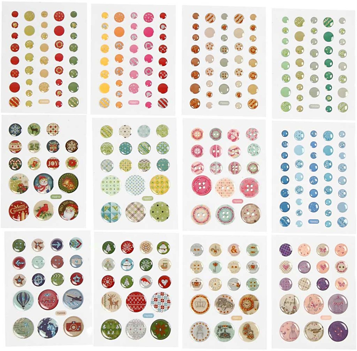 Stickers, d: 6-13 mm, 12dozen [HOB-27973]